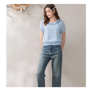 【Iris Girls 艾莉詩】復古藍直筒牛仔褲(41326)