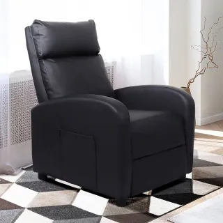 【Hampton 漢汀堡】夏洛特皮面休閒沙發躺椅(附雜誌袋/沙發/單人沙發/皮沙發/沙發躺椅/美甲椅)
