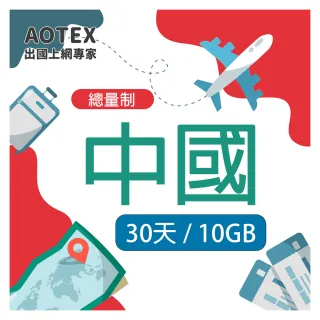 【AOTEX 奧特克斯】中國大陸上網卡10GB流量高速4G/5G網路(免翻牆預付卡SIM卡)
