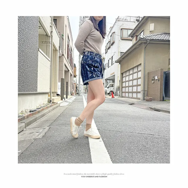 【RH】鬆緊綁帶寬鬆牛仔短褲(休閒百搭熱夏必備加碼買一送一再送一)
