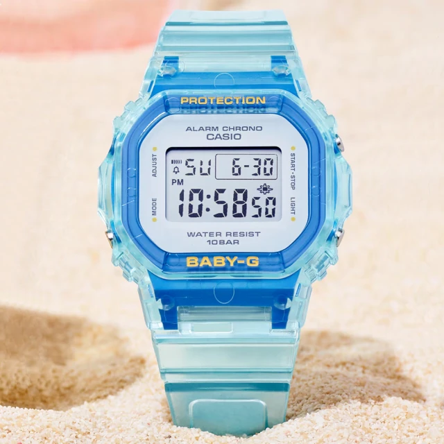 CASIO 卡西歐 BABY-G 半透明 夏季時光 方形電子腕錶 交換禮物 聖誕節(BGD-565SJ-2)