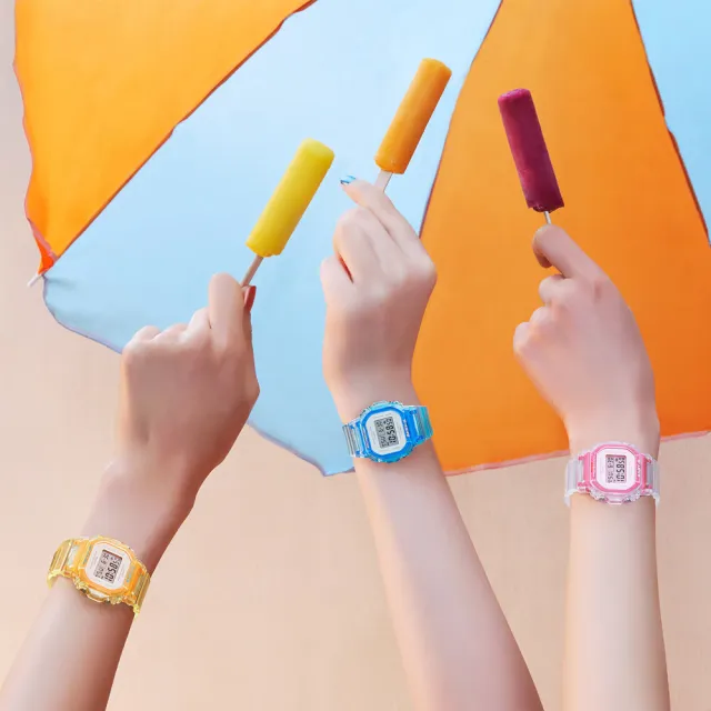 【CASIO 卡西歐】BABY-G 半透明 夏季時光 方形電子腕錶 送禮推薦 禮物(BGD-565SJ-2)