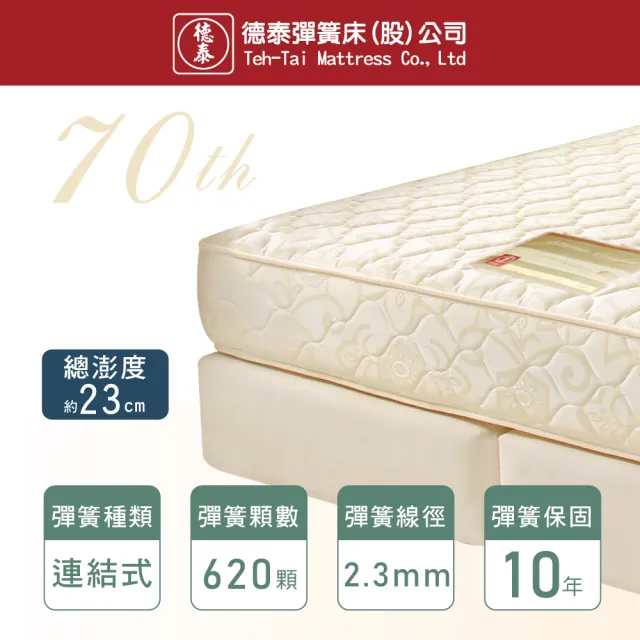 【德泰 歐蒂斯系列】優活 連結式硬式彈簧床墊-單人3尺(送保潔墊)
