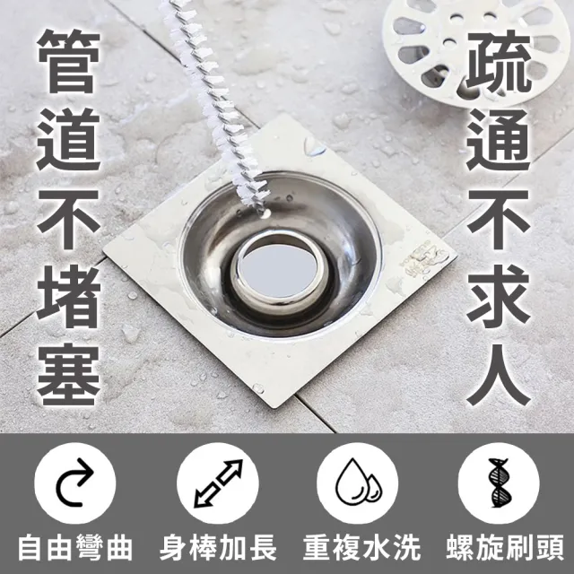 【JHS】加長螺旋刷毛疏通器 4入組送濾網30入 水管疏通器 排水口毛髮清理