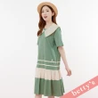【betty’s 貝蒂思】百褶領片撞色拼接短袖洋裝(綠色)