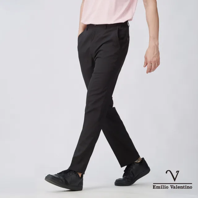 【Emilio Valentino 范倫鐵諾】男裝 舒適透氣彈力速乾機能休閒褲_黑色(15-4A8917)