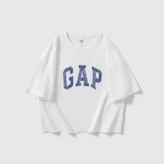【GAP】女裝 Logo純棉短版圓領短袖T恤 親膚系列-白色(496354)