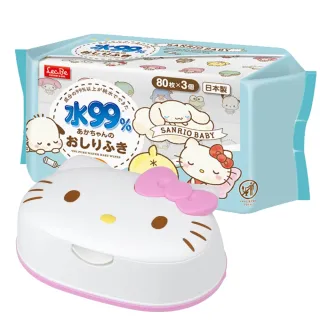 【LEC】日本純水三麗鷗濕紙巾箱購組(造型外盒4款可選擇+濕紙巾80抽x4包)