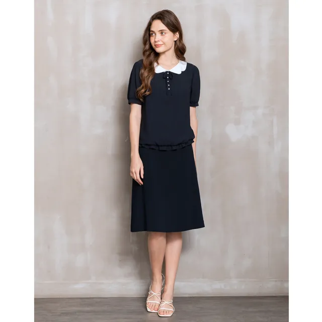 【perng yuh 芃諭名品】俐落約簡 切接 厚雪紡 圓裙(2024 SS Collection|3A春夏系列)