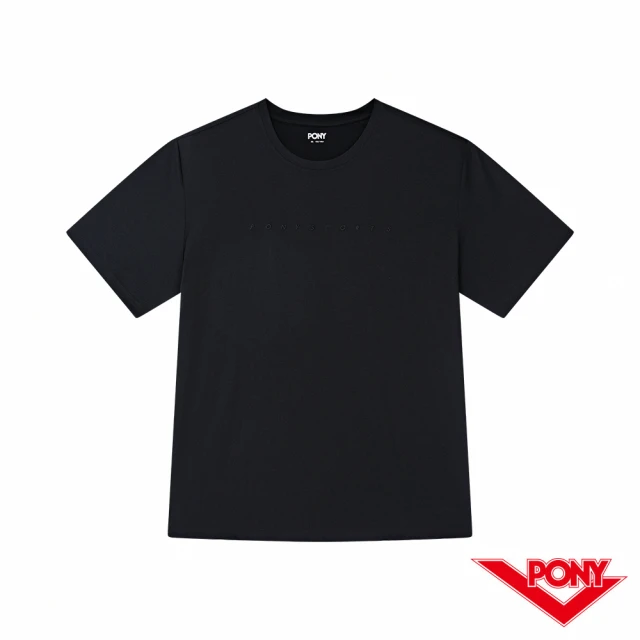 【PONY】吸濕速乾短袖T恤  抗紫外線材質 素T 男女服飾 男性-黑(防曬短T 高溫必備)