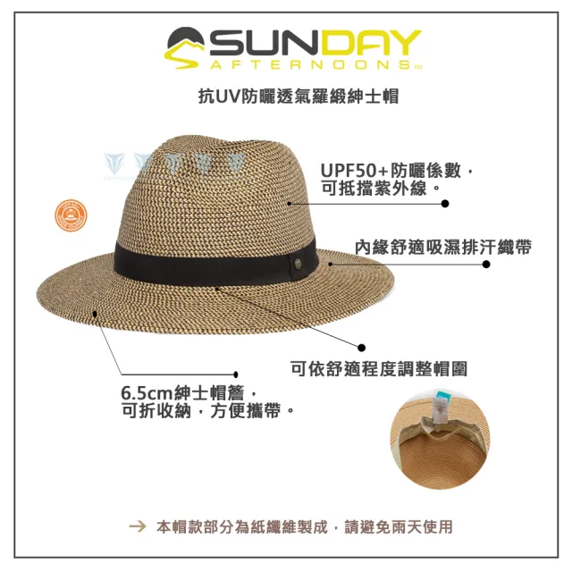 【Sunday Afternoons】抗UV防曬透氣羅緞紳士帽 Havana Hat(抗UV/防潑/紳士/造型/防曬)