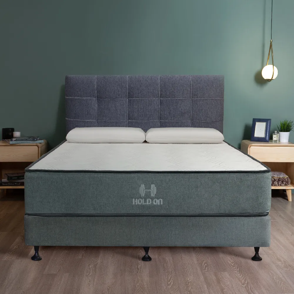【HOLD-ON】舉重床Lite v2 床墊三件組 單人加大3.5尺(硬式蜂巢獨立筒、弓形彈簧下墊及床頭片的好眠套組)