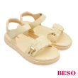 【A.S.O 阿瘦集團】BESO柔軟羊皮抽皺軟Q涼鞋(三色任選)