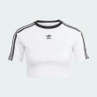 【adidas 愛迪達】3-STRIPES 短版短袖上衣(IP0662 女款運動上衣 Originals 白)