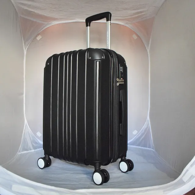 【WALLABY】20吋 登機箱 可加大 行李箱 防刮款 靜音輪好咕溜 加大隔層容量升級 經典直條 PC+ABS拉鍊箱 HTX3