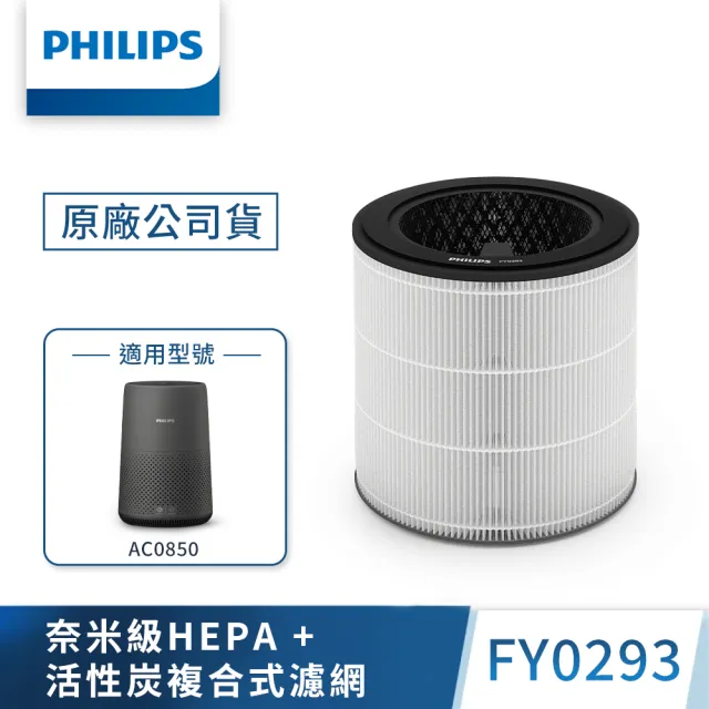 【Philips 飛利浦】買濾網送主機(AC0850)★奈米級勁護濾網-FY0293 6入(適用型號: AC0850)