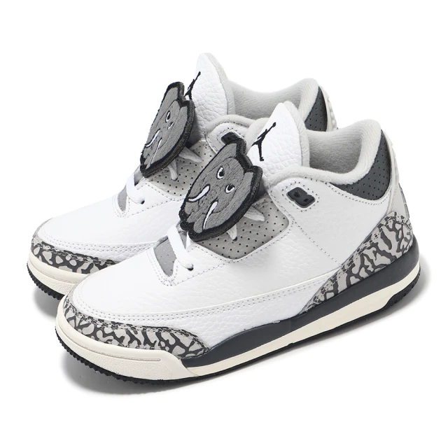 NIKE 耐吉 童鞋 Air Jordan 3 Retro TD 小童 白 黑 爆裂紋 3代 親子鞋 大象(FB4415-100)