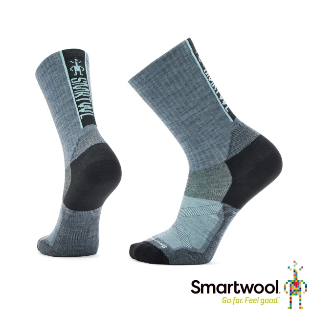 SmartWool 自行車超輕減震中長襪-SMRTWL Logo 錫藍(美麗諾羊毛襪 登山襪 保暖襪 除臭襪)