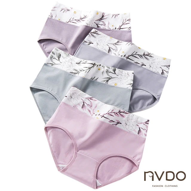 NVDO 6件-唯美飄花雙層腰頭棉質內褲(M-2XL/顏色隨機/中腰內褲)