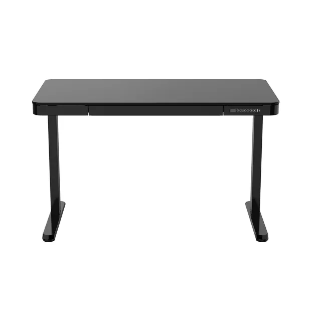 【Flexispot】E9W-C居家美型黑色電動升降桌(兩節單馬達快裝版 120×60附抽屜)