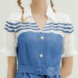 【OUWEY 歐薇】海洋風條紋織帶休閒長洋裝(藍色；S-L；3242327064)
