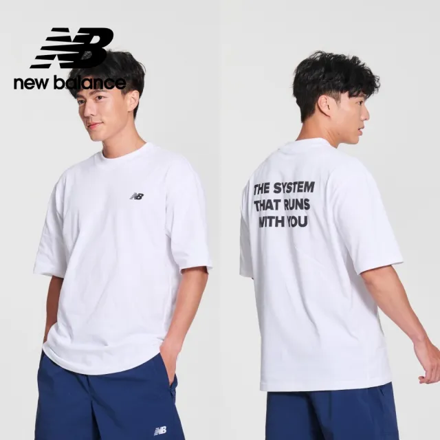 【NEW BALANCE】NB 厚磅反光標語短袖上衣_男性_白色_MT41554WT(美版 版型偏大)