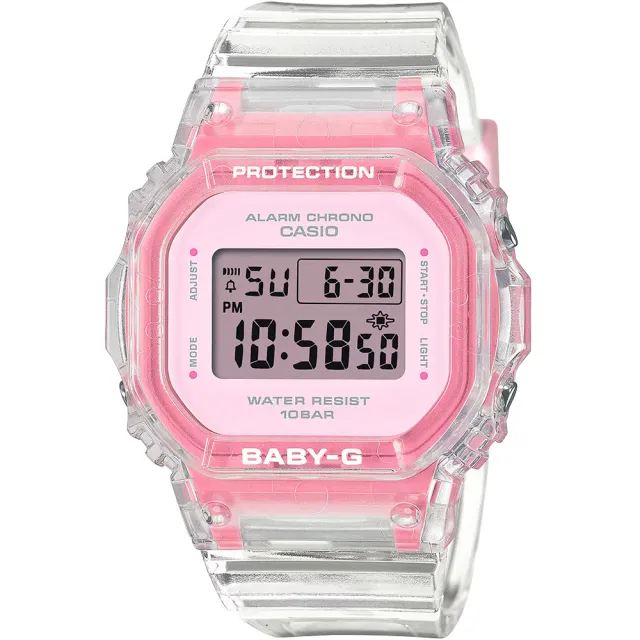 【CASIO 卡西歐】BABY-G 夏季透明方形女錶電子錶 送禮 禮物 推薦(BGD-565SJ-7)