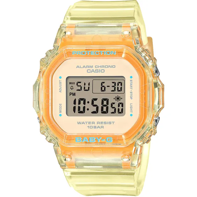 【CASIO 卡西歐】BABY-G 夏季透明方形女錶電子錶 送禮 禮物 推薦(BGD-565SJ-9)