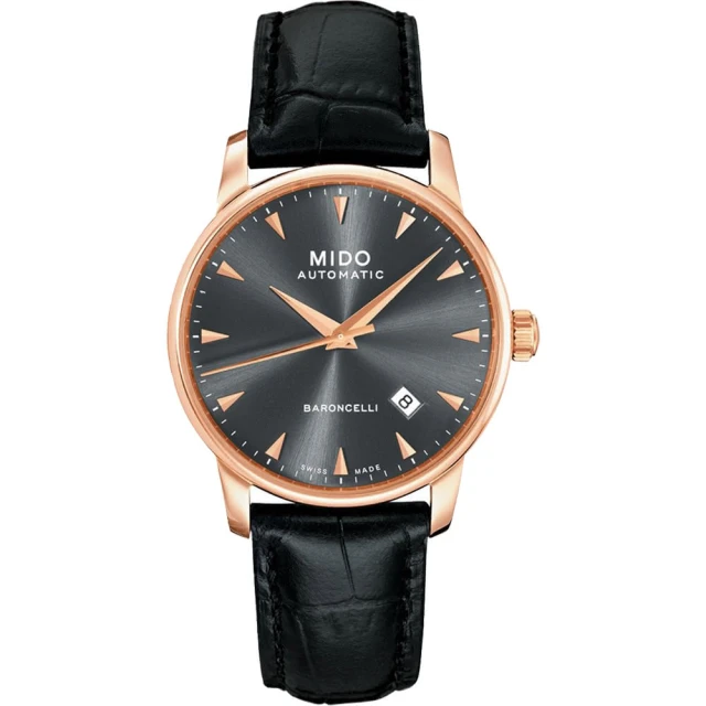 MIDO 美度 官方授權 Baroncelli 尊爵大三針機械錶-玫瑰金/38mm 99狂買節(M86003134)