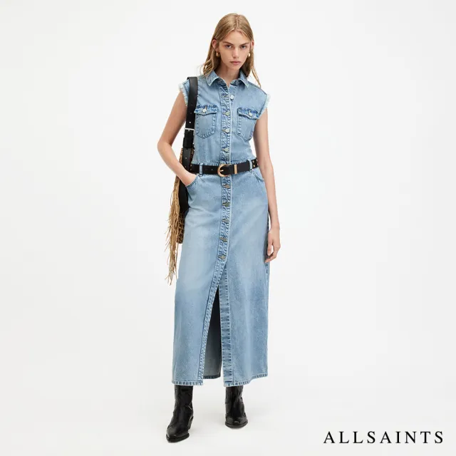 【ALLSAINTS】夏日優雅人造絲印花刺繡洋裝(多款任選)