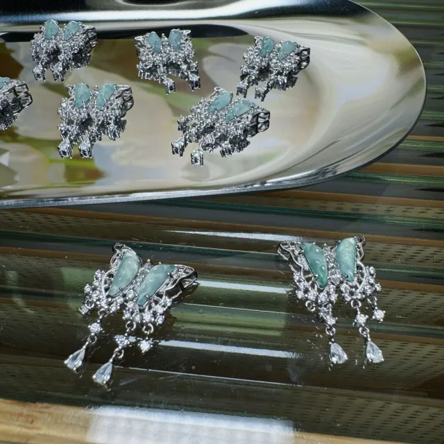 【Paiya 派亞】藍水翡翠高能量星光流蘇蝴蝶925銀吊墜DIY項鏈(交換禮物/送禮)