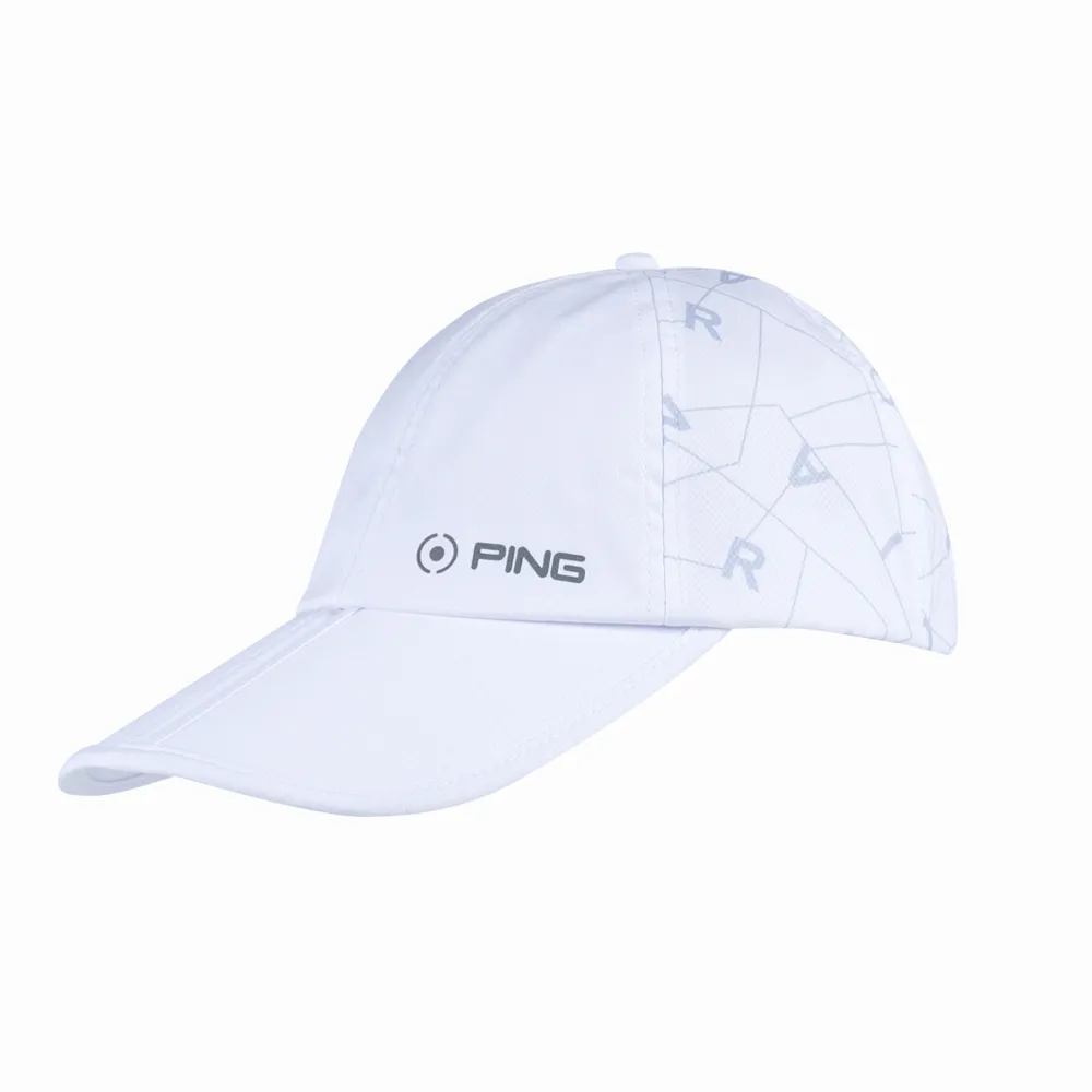 【PING】男款可折疊印花高爾夫球帽-白(GOLF/高爾夫配件/PQ24101-87)