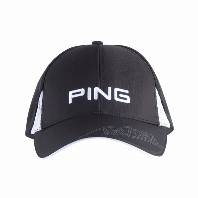 【PING】男款LOGO圖騰高爾夫球帽-附眼鏡插孔-黑(GOLF/高爾夫配件/PQ24107-88)