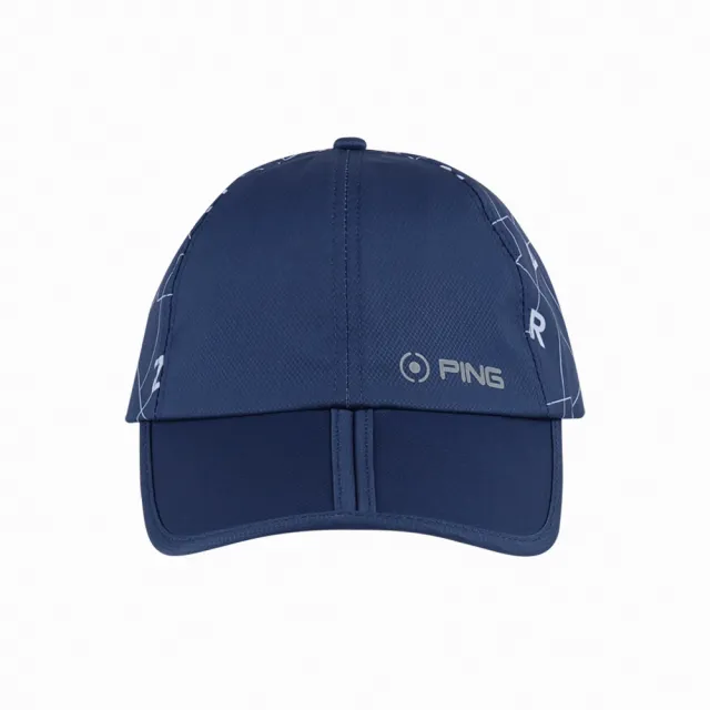 【PING】男款可折疊印花高爾夫球帽-深藍(GOLF/高爾夫配件/PQ24101-58)
