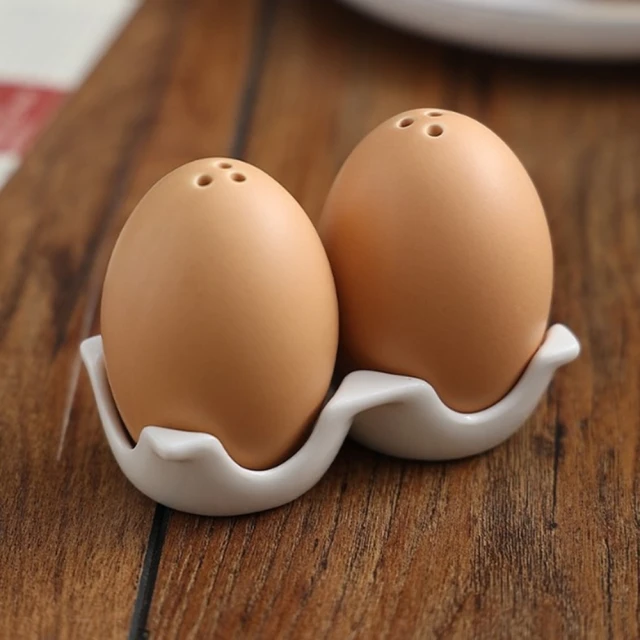 JENJEN 創意雞蛋造型陶瓷胡椒鹽調味粉罐