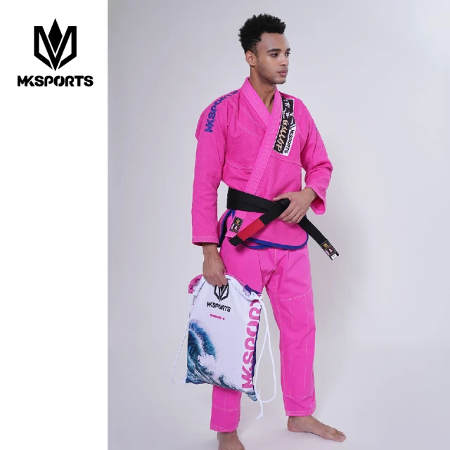 MKSPORTS 柔術服-素面黑 紅線(柔術 BJJ 專業運