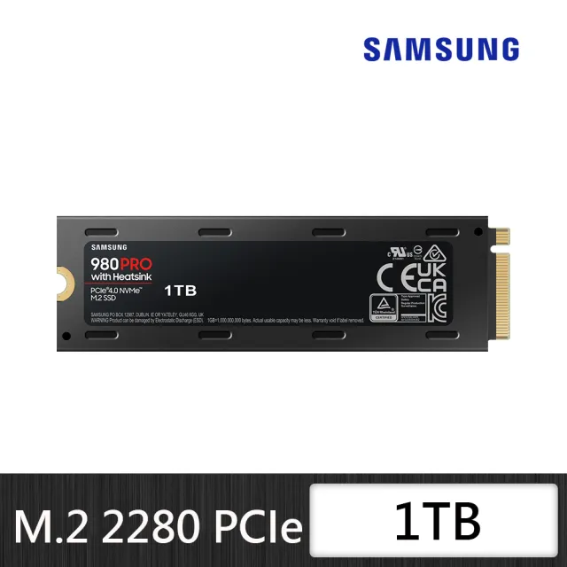 【SAMSUNG 三星】980 PRO 1TB M.2 PCIe 4.0 ssd固態硬碟 MZ-V8P1T0CW *含散熱片 支援PS5 讀7000M/寫5000M