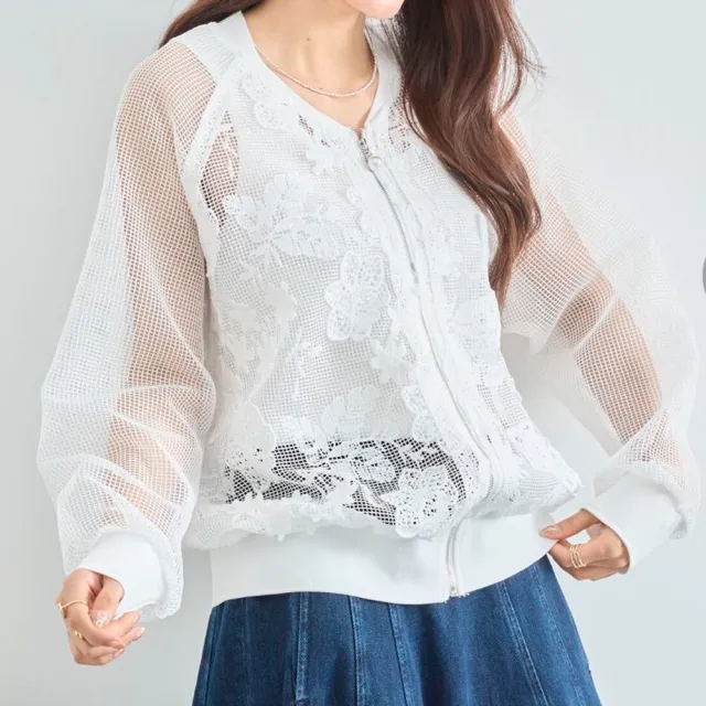 唯美透膚蕾絲花朵外套(共2色)