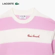 【LACOSTE】女裝-法國製Oversize條紋運動上衣(白/粉配色)