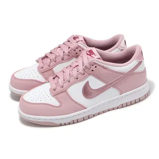 【NIKE 耐吉】休閒鞋 Dunk Low GS 大童 女鞋 櫻花粉 白 天鵝絨 皮革 經典(DO6485-600)