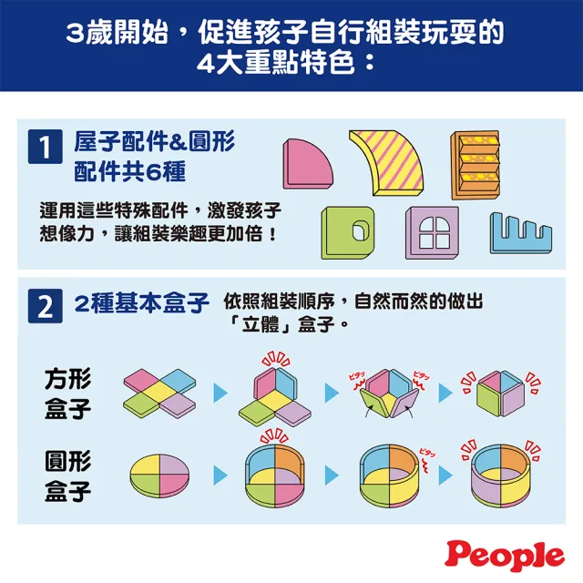 【People】益智磁性積木BASIC系列-圓形小屋組合(3歲- / 磁力片)