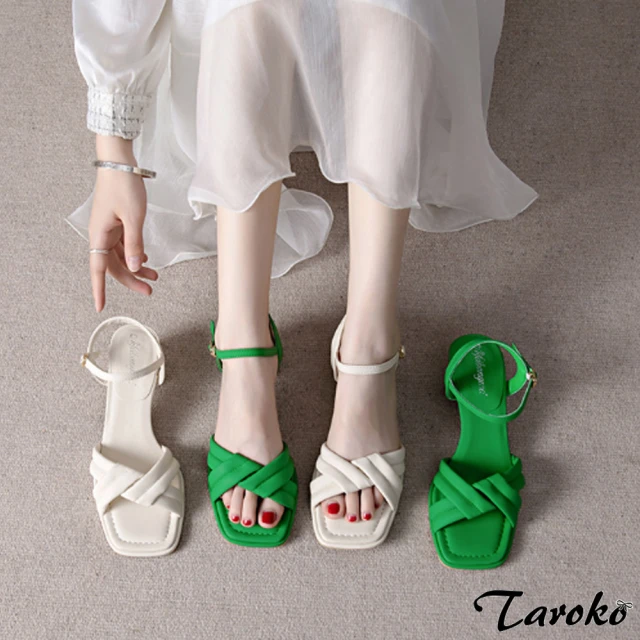 Taroko 名媛風亮片一字扣尖頭細高跟涼鞋(2色可選)品牌