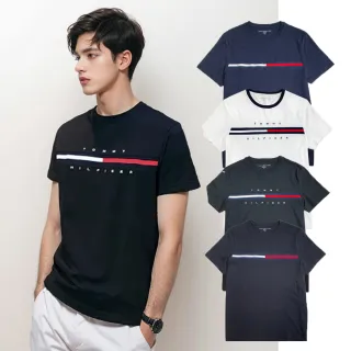 【Tommy Hilfiger】成人 刺繡 經典大LOGO一字短袖(男女可穿 多款挑選)