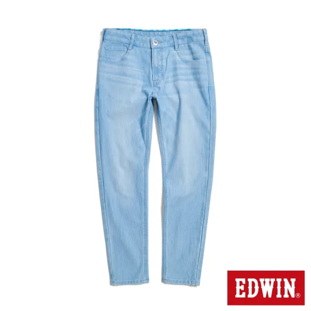 【EDWIN】男裝 加大碼 冰河玉斜紋 迦績JERSEYS 超彈力極窄丹寧直筒褲(重漂藍)