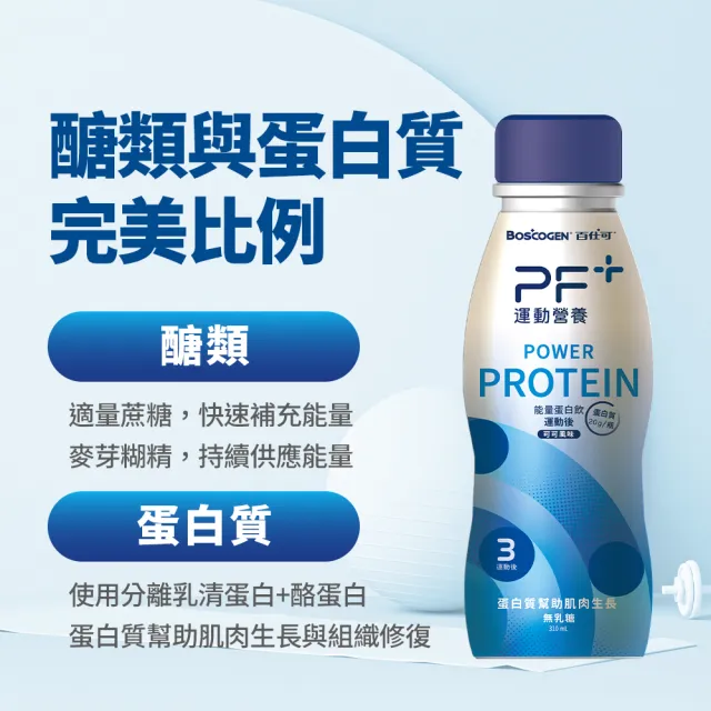 【百仕可PF+運動營養】能量蛋白飲 可可風味310mL/單瓶(運動後飲用幫助肌肉生長)