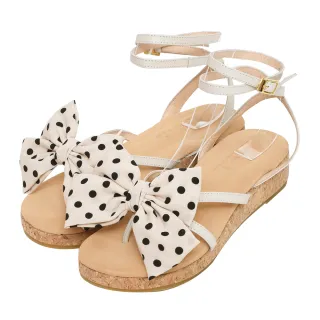 【Ann’S】水洗牛皮-3cm小心機厚底！「可拆大蝴蝶結細帶繞踝」圓頭涼鞋-版型偏小(米白)