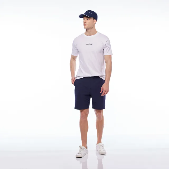 【NAUTICA】男裝 俏皮幾何圖騰LOGO短袖T恤(白色)