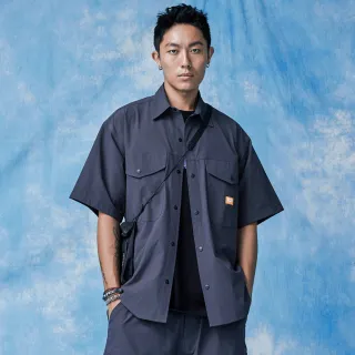 【EDWIN】男裝 橘標 涼感機能寬版短袖襯衫(暗灰色)