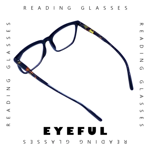【EYEFUL】買2送1 抗藍光老花眼鏡 文青黑框大鏡面(高質感 濾藍光鏡片)