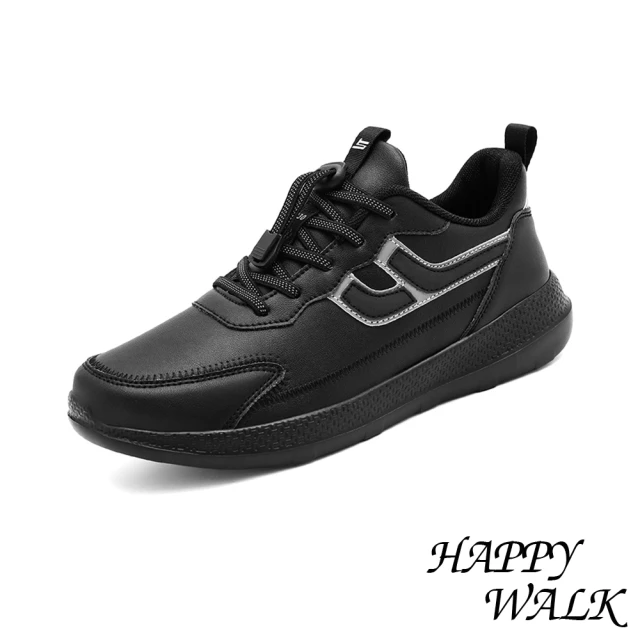 HAPPY WALKHAPPY WALK 輕量健步鞋/輕量緩震便利束帶舒適休閒健步鞋-男鞋(黑)